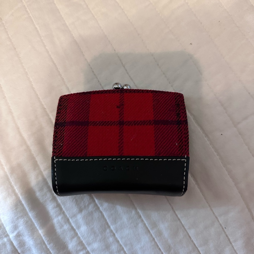 Coach Red and Black Checkered Wallet